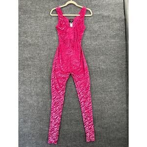 Spirithood Jumpsuit Bodysuit Womens M Pink Velvet Burnout Animal Print Cutout